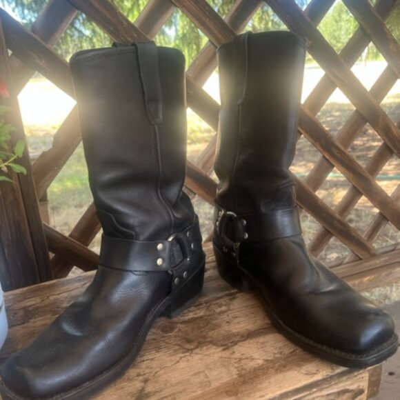 Unisex Square Toe Durango Black Leather Boots - Picture 4 of 5